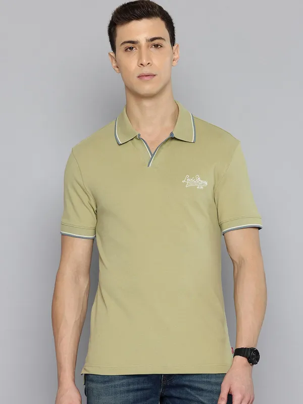 LEVIS solid mahendi green slim fit mens polo t-shirt
