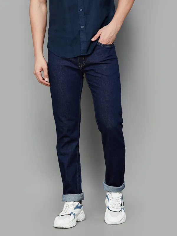 LEVIS solid navy slim fit denim jeans for men