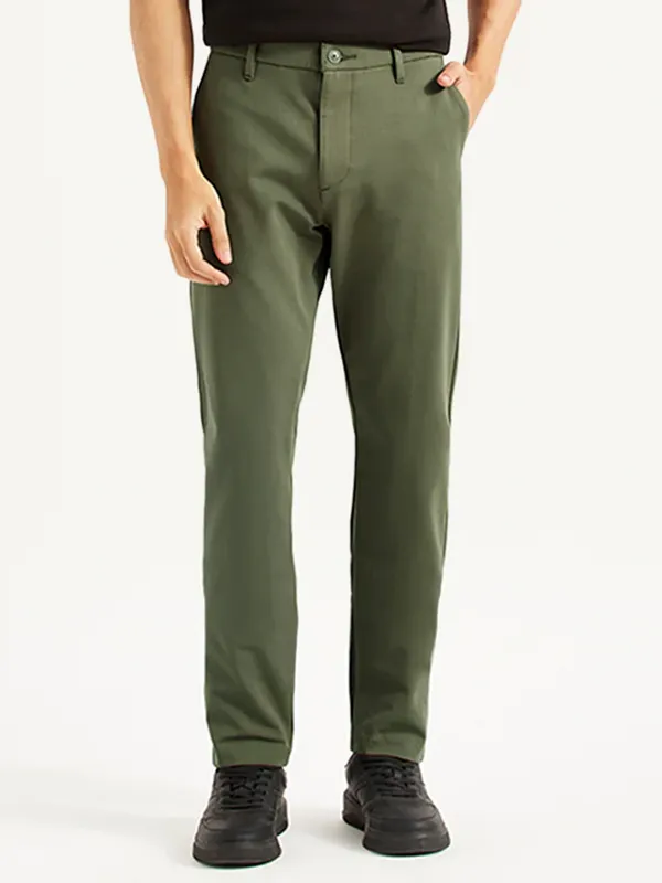 LEVIS solid olive cotton trouser for men