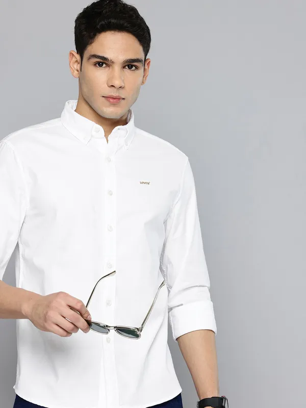 LEVIS solid white mens casual shirt