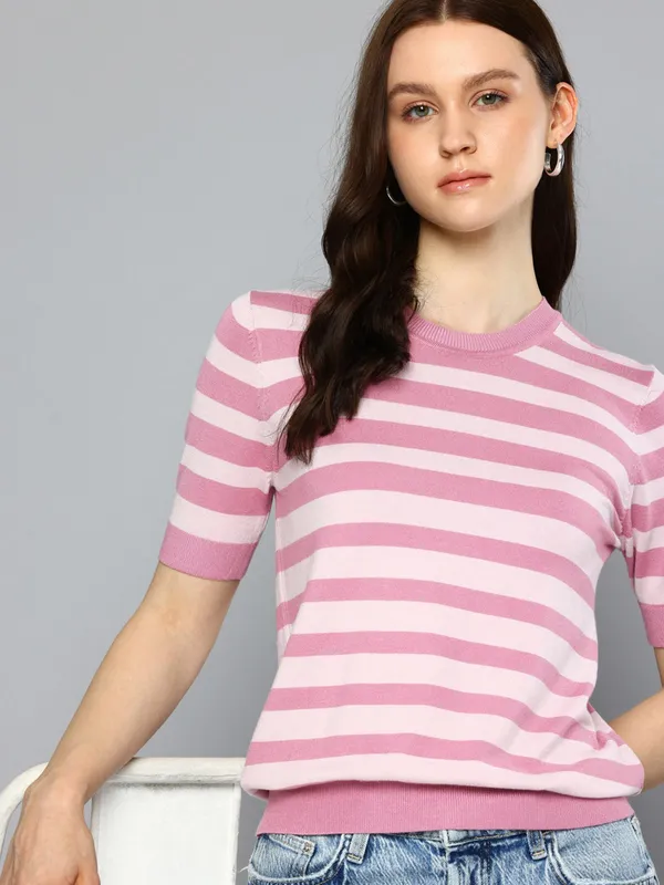 LEVIS striped white and pink cotton t-shirt