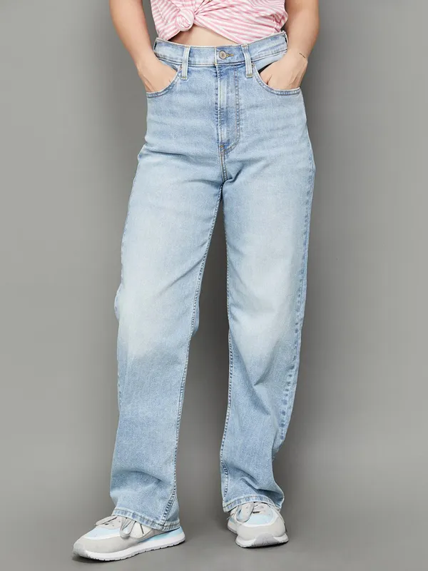 LEVIS washed blue denim straigth fit jeans