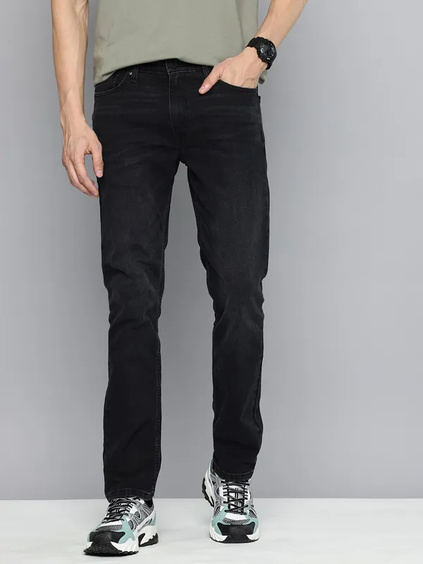 LEVIS washed charcoal black slim fit denim