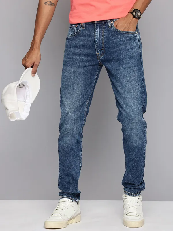 LEVIS washed dark blue 512 slim fit denim jeans