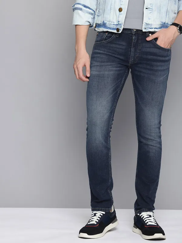LEVIS washed dark blue denim skinny fit jeans