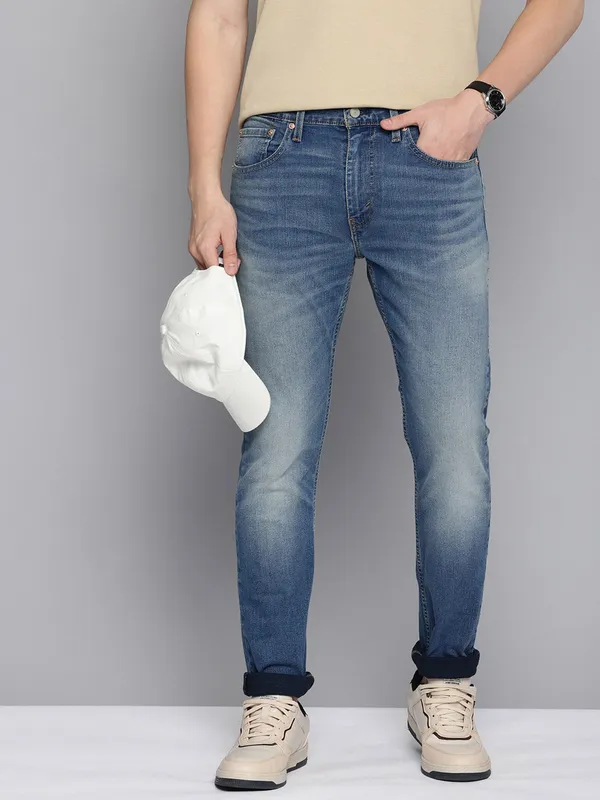 LEVIS washed L.blue denim slim tapper jeans