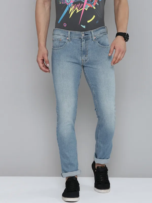 LEVIS washed light blue skinny fit mens denim jeans