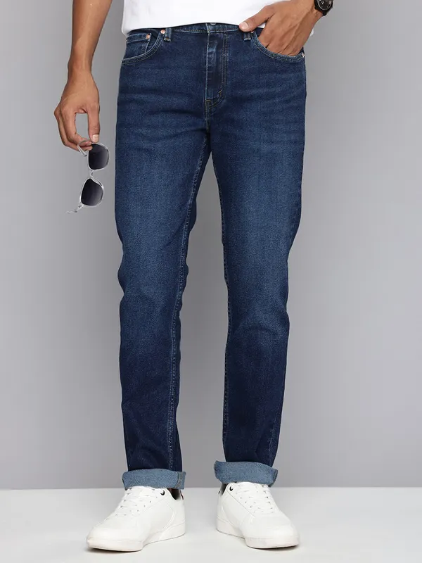 LEVIS washed navy 511 slim fit denim jeans for men