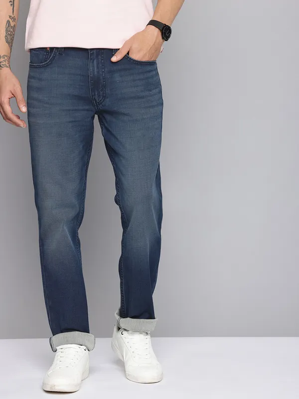 LEVIS washed navy 511 slim fit mens denim jeans