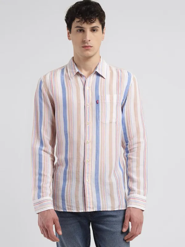 LEVIS white and blue stripe casual shirt