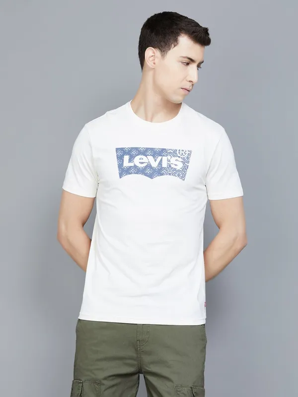 LEVIS white cotton brand name t-shirt