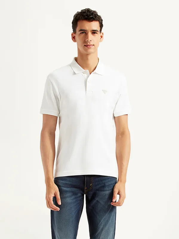 LEVIS white cotton slim fit polo mens t-shirt