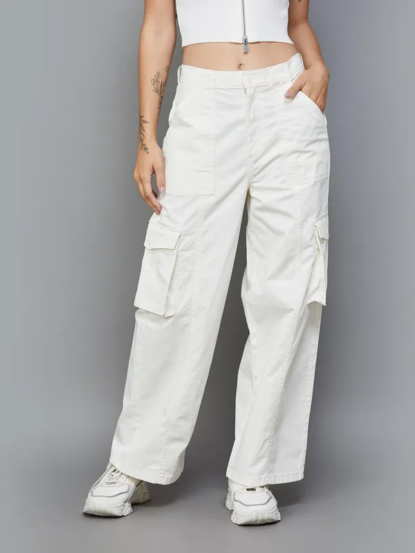 LEVIS white denim cargo for women