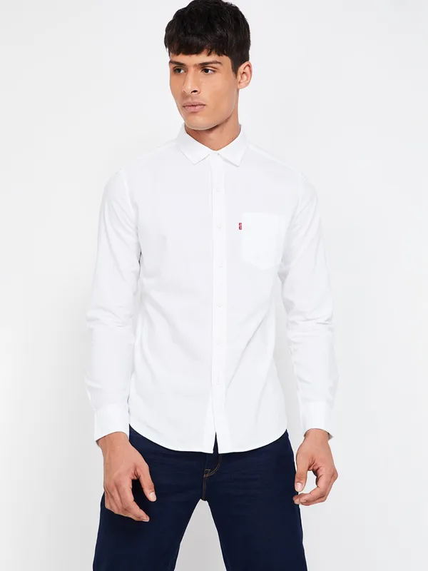 Levis white full sleeve plain shirt