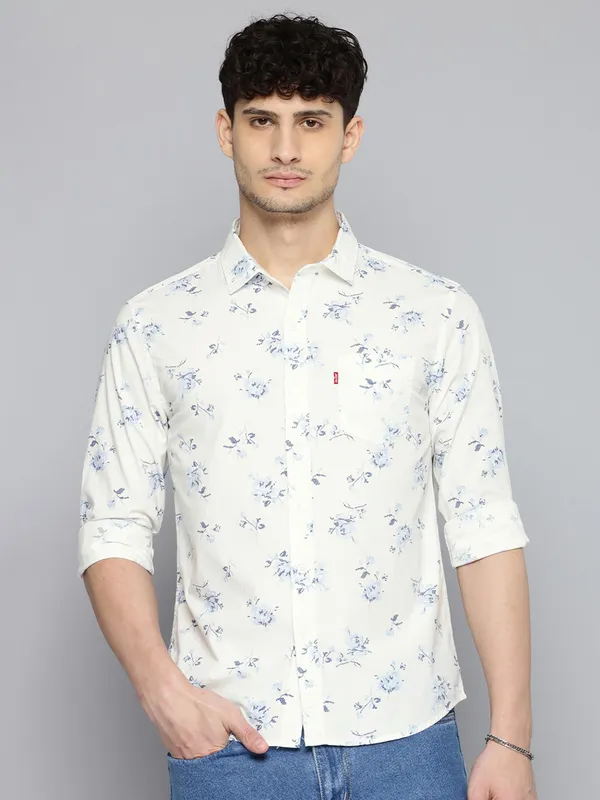 LEVIS white printed shirt in cotton