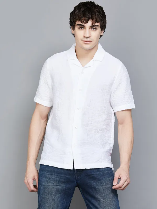 LEVIS white silk plain shirt for men