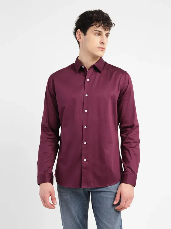 LEVIS wine plain full sleeve shirt