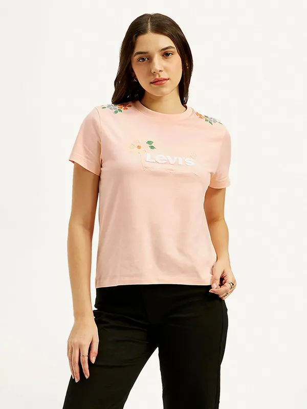 LEVIS women cotton peach t-shirt