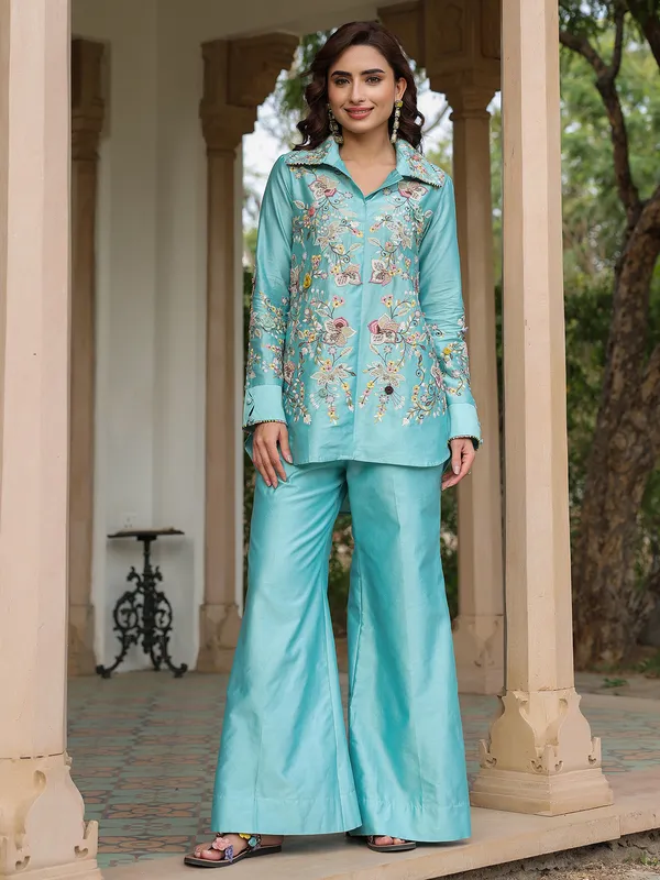 Light blue silk tencel co-ord set