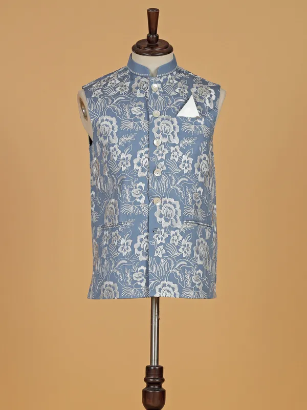 Light blue terry rayon waistcoat