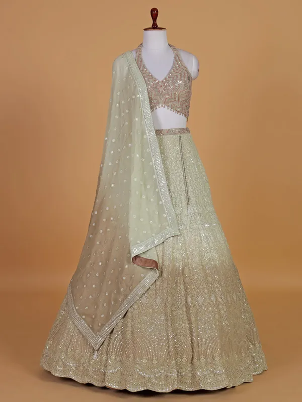 Light brown and cream georgette lehenga choli