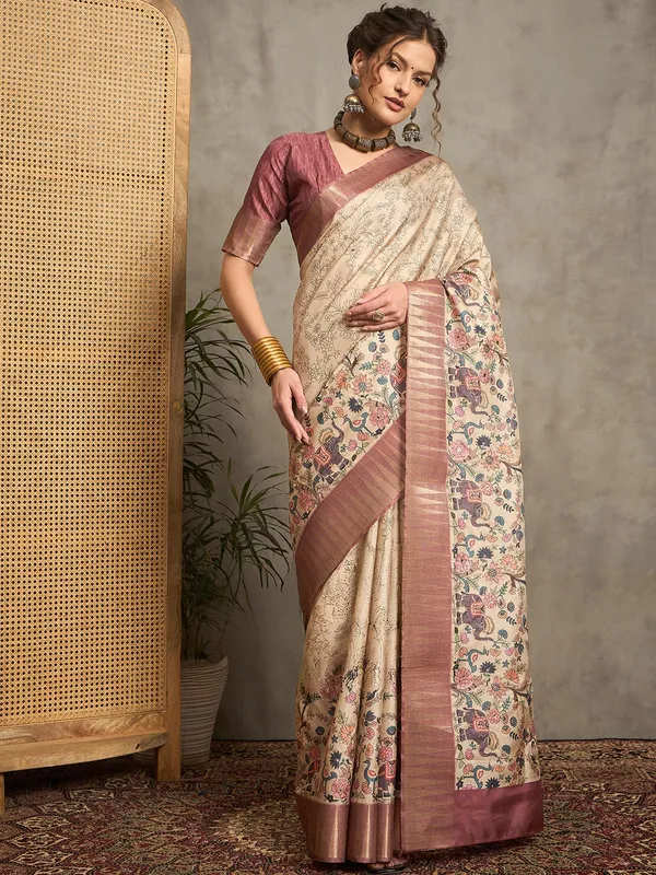 Light brown bhagalpuri silk saree for any ocassion