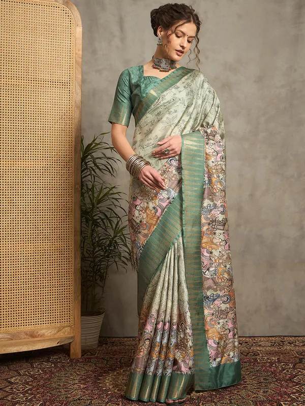 Light green bhagalpuri silk saree for women