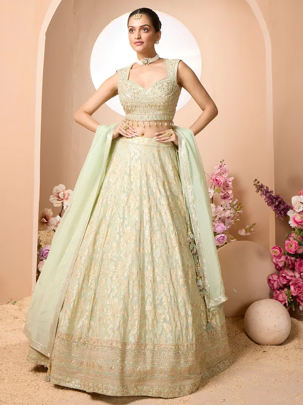 Light green festive wear lehenga choli for women