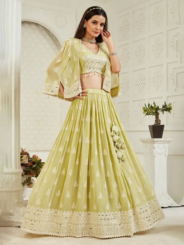 Light green georgette lehenga choli with jacket style