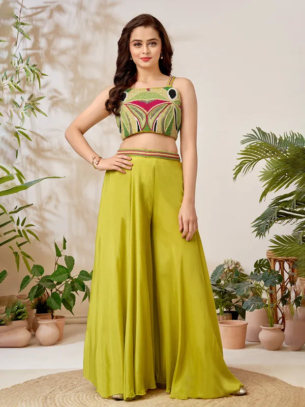 Light green palazzo suit for festive wear