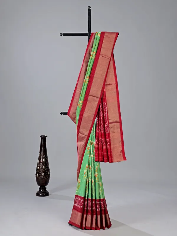 Light green patola silk saree for wedding festive