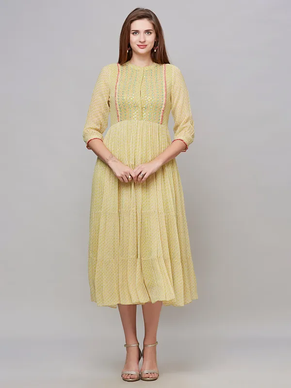 Light green printed cotton casual kurti