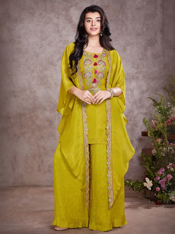 Light green silk palazzo salawar suit