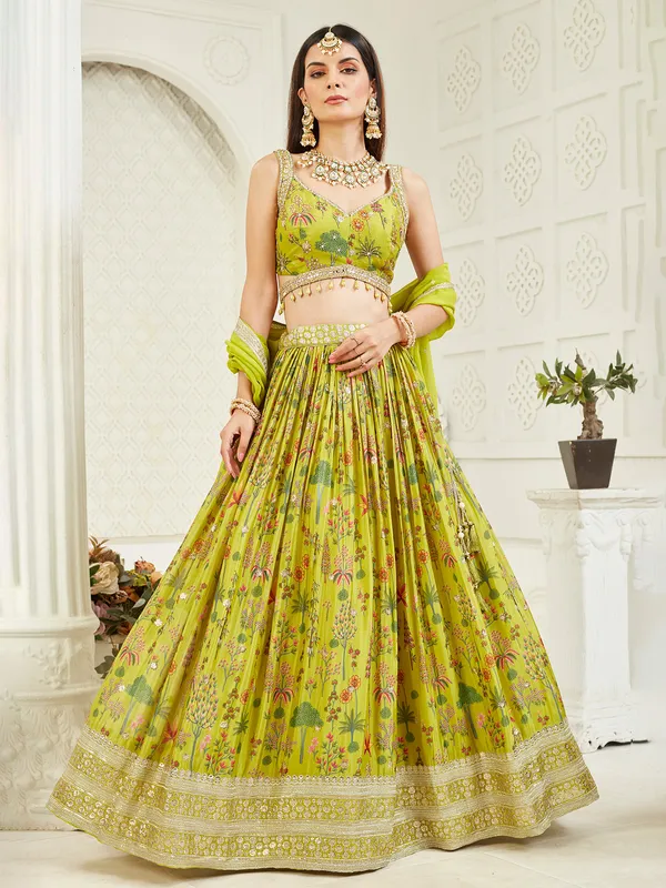 Light green wedding wear lehenga choli for women