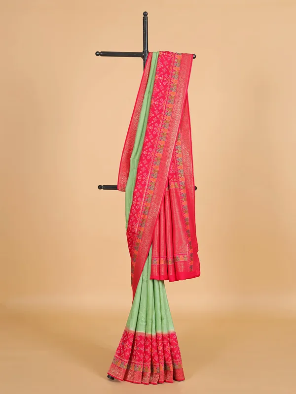 Light green zari weaving wedding style patola silk saree