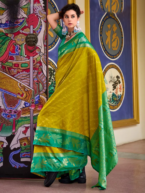 Light olive soft silk saree for festive