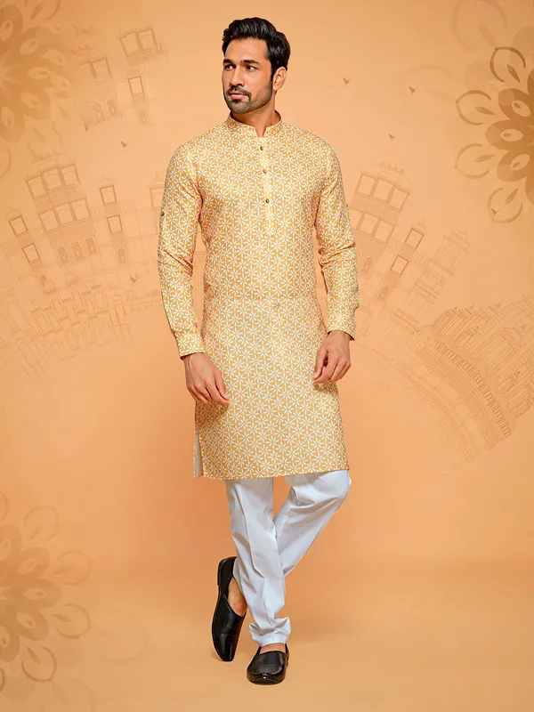 Light orange cotton kurta suit