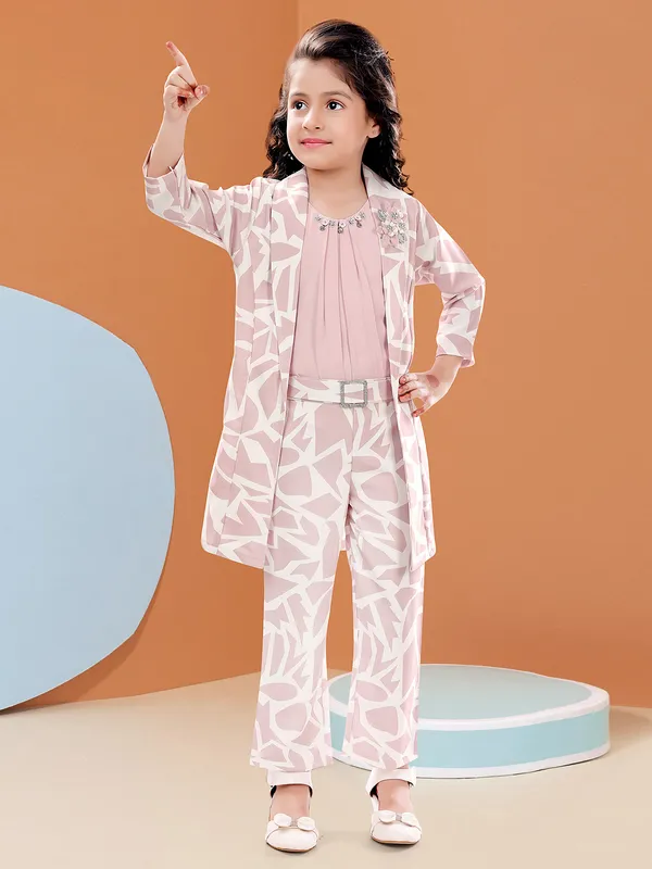 Light pink co ord set with shrug