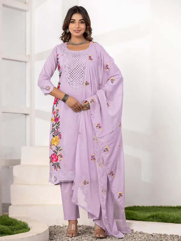 Light purple kurti set for festive