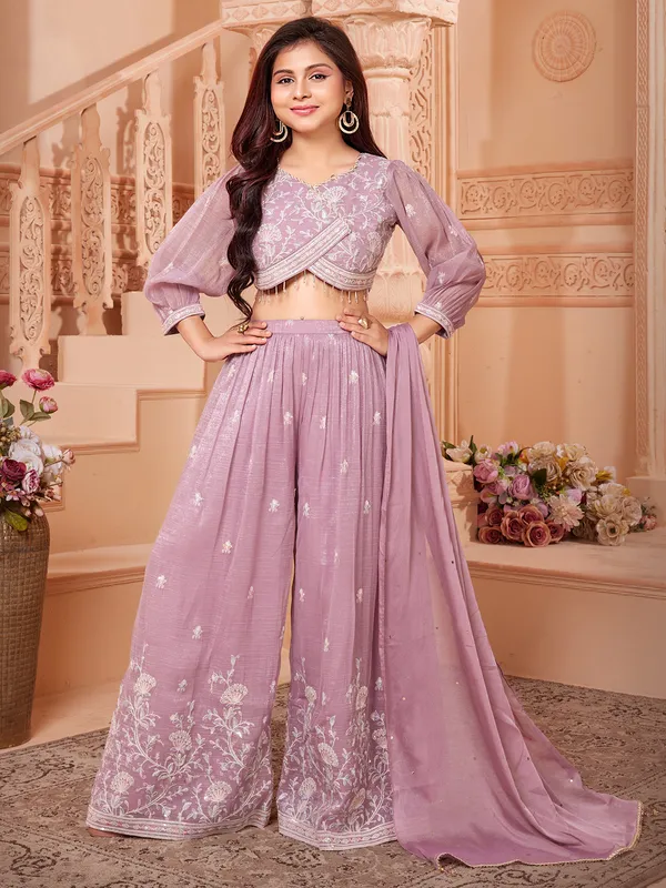 Light purple organza designer palazzo suit