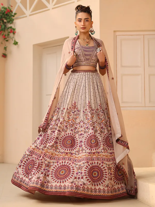Light purple raw silk lehenga choli