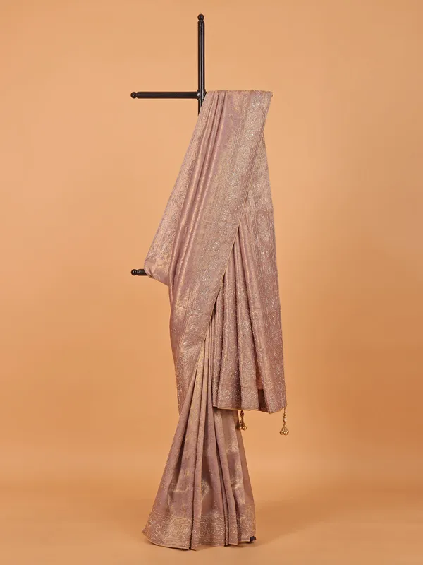 Light purple shimmer dola silk saree