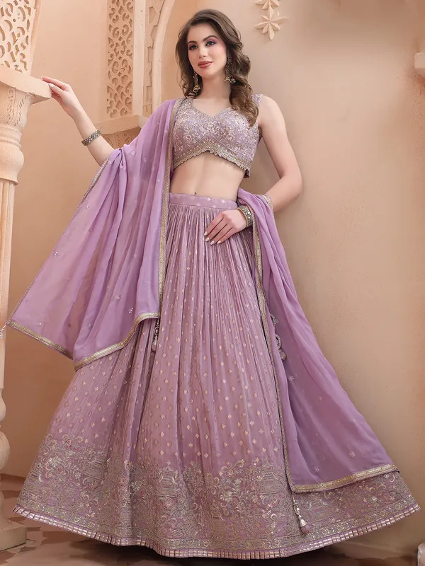 Light purple silk lehenga choli for wedding