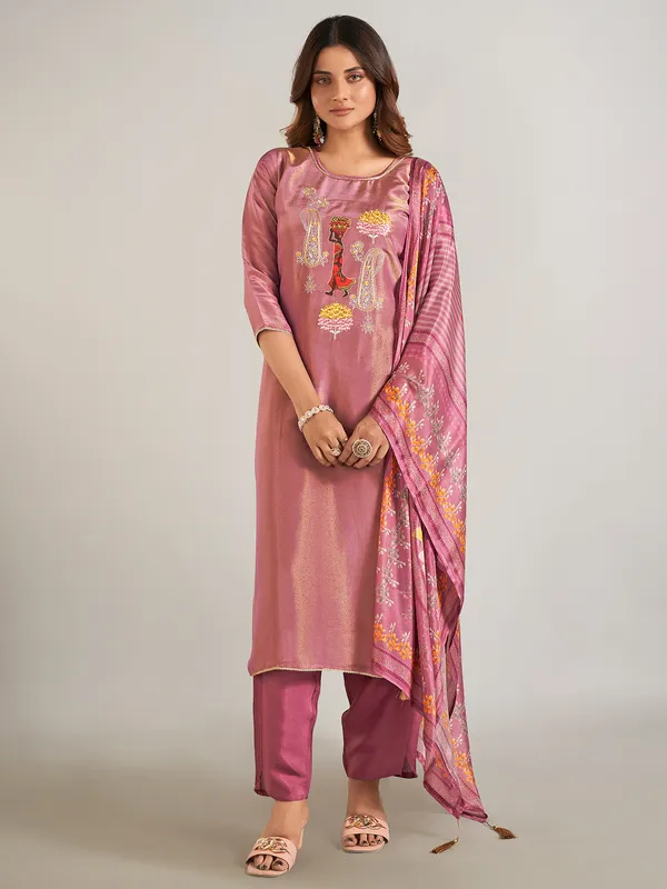 Light purple silk salwar suit with dupatta