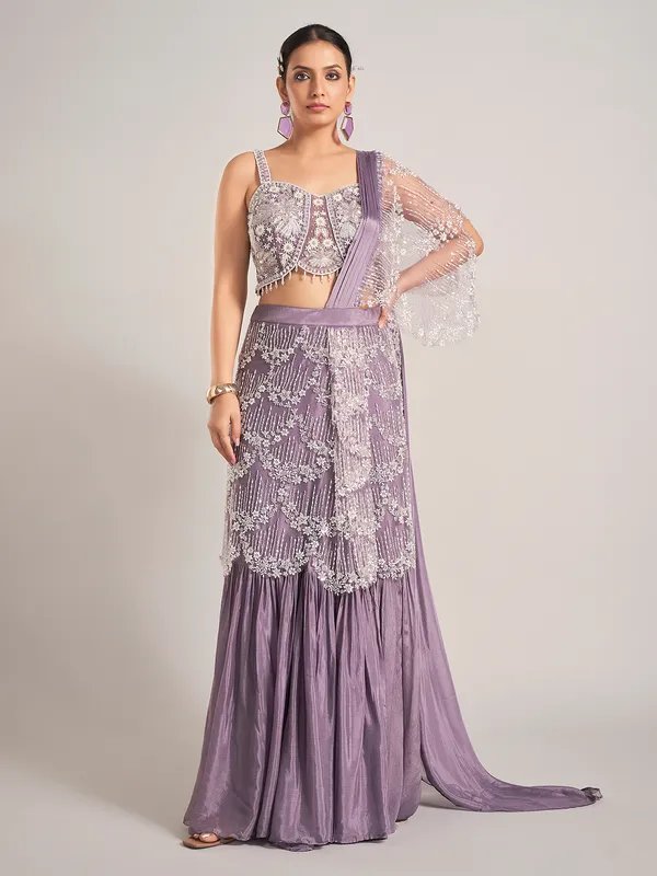 Light purple silk wedding lehenga choli with dupatta