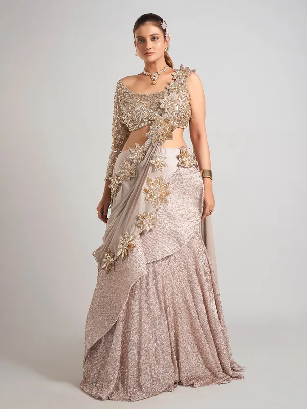 Light purple soft net lehenga choli for party wear