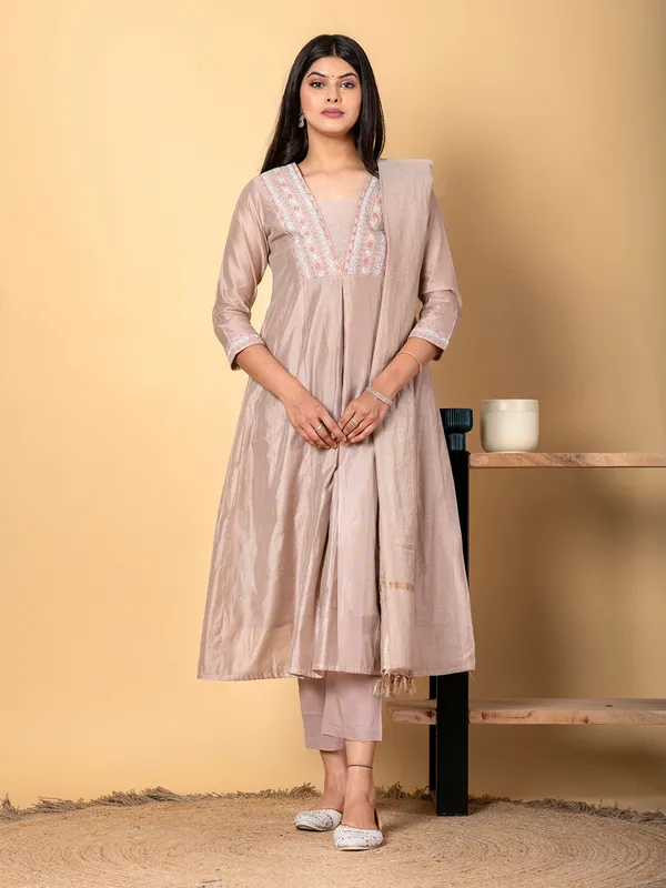 Light purple tissue silk kurti set