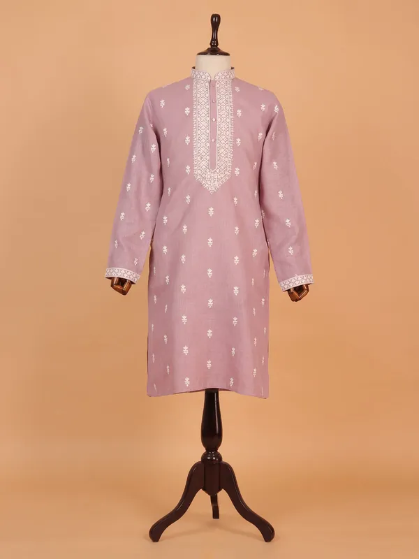 Light wine cotton kurta suit for men