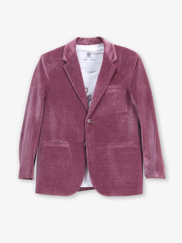 Light wine velvet party blazer for boys