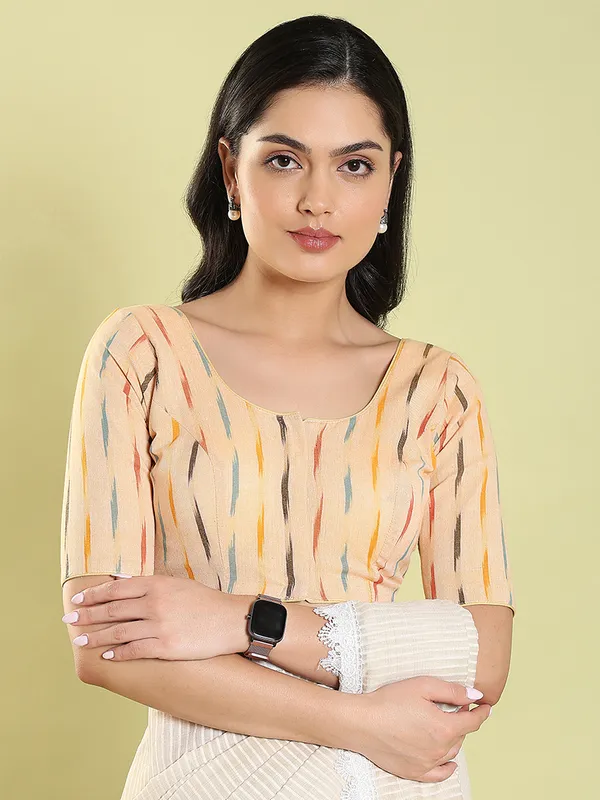 Light yellow ikat printed blouse